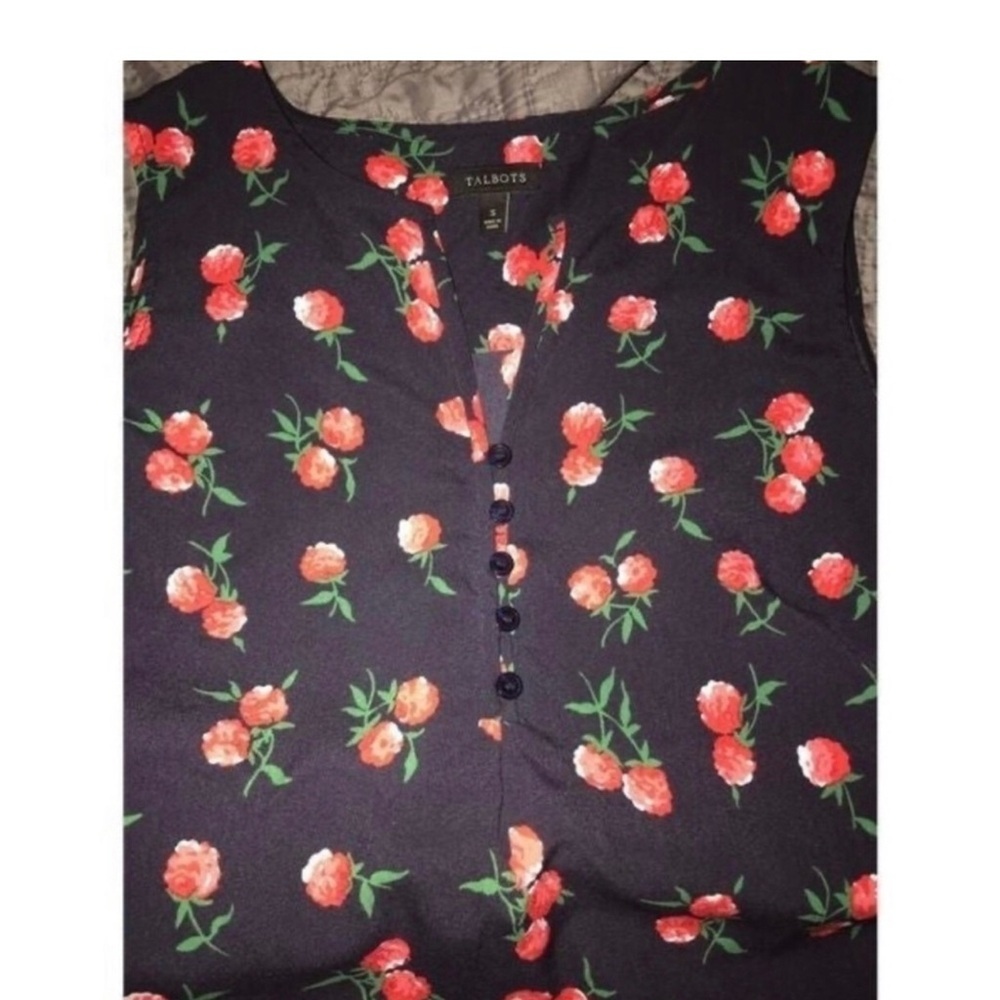 Talbots Raspberry Print Sleeveless Blouse Size Small - Picture 4 of 7